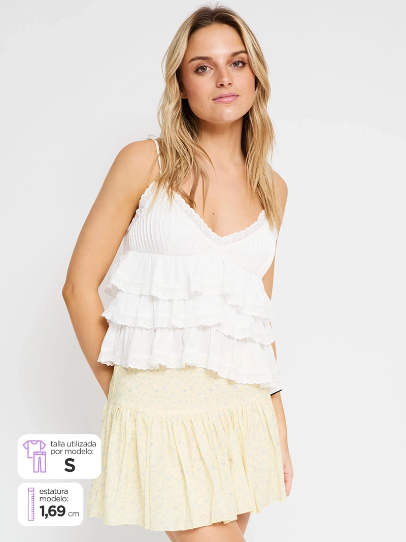 BLUSA MUJER INDEX ALGODÓN SIN MANGAS VUELOS - 2