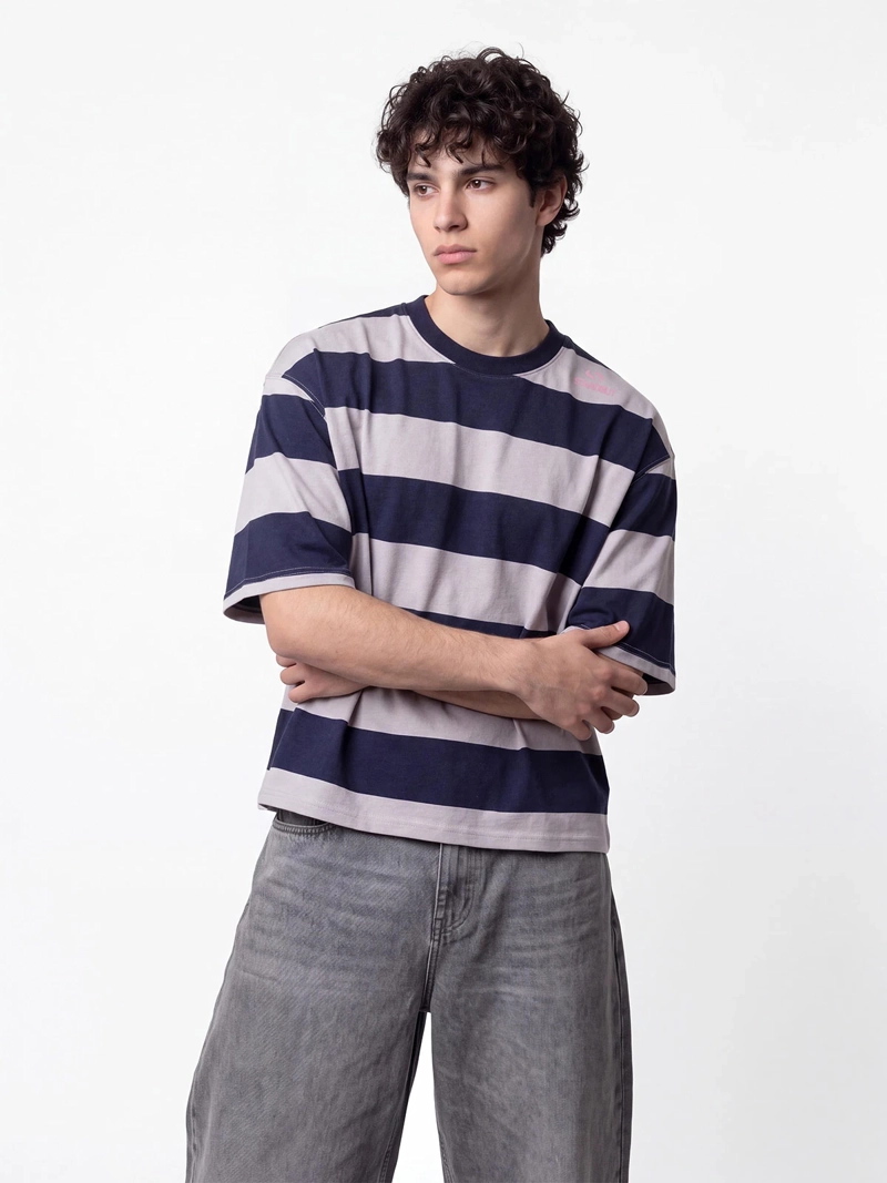 POLERA HOMBRE INDEX BOXY FIT ALGODÓN RAYAS