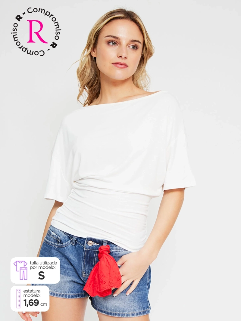 POLERA MUJER INDEX MANGA CORTA ASIMÉTRICO