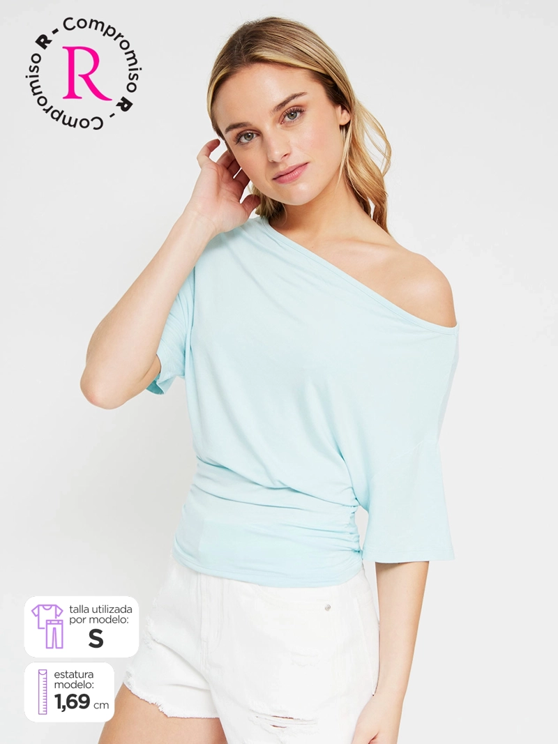 POLERA MUJER INDEX MANGA CORTA ASIMÉTRICO