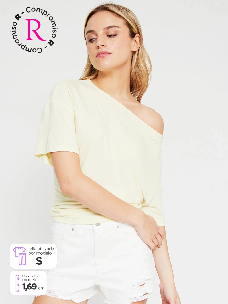 POLERA MUJER INDEX MANGA CORTA ASIMÉTRICO