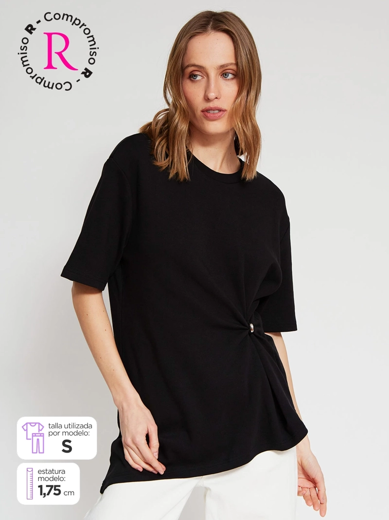 POLERA MUJER MARQUIS ALGODÓN ASIMÉTRICO FRUNCIDO