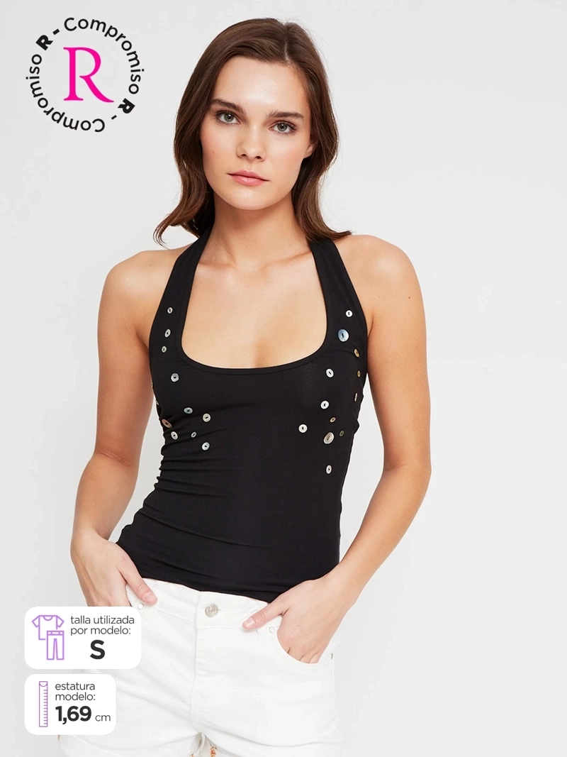 POLERA MUJER INDEX HALTER BOTONES - 1