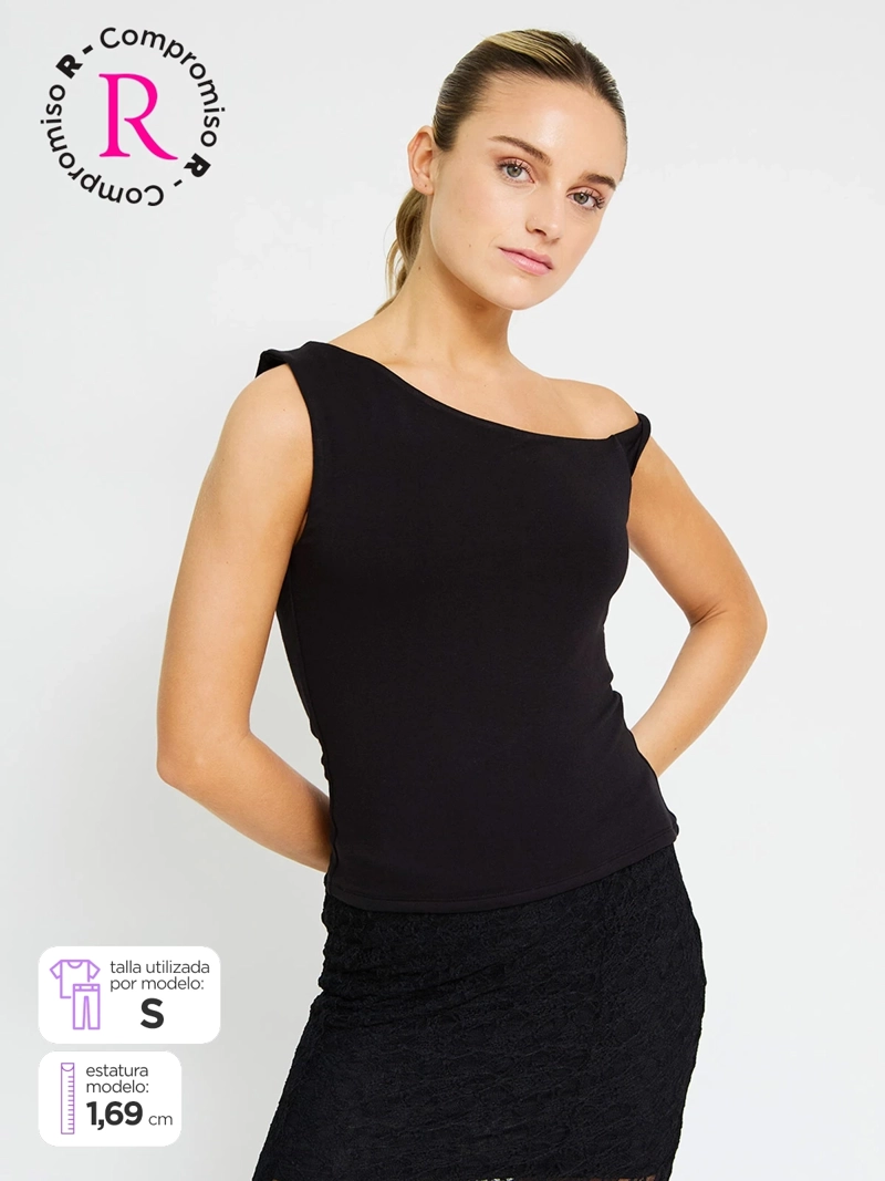 POLERA MUJER INDEX SIN MANGAS ASIMÉTRICO