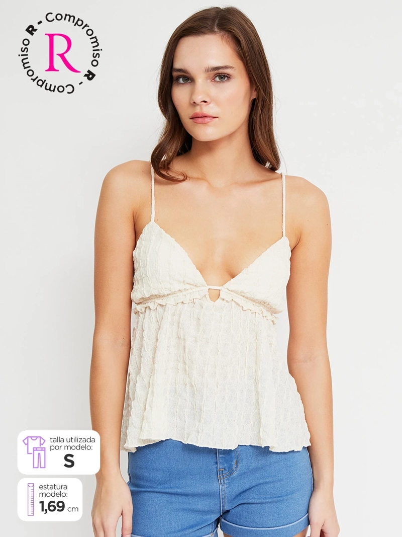 POLERA MUJER INDEX SIN MANGAS EFECTO ARRUGADO - 1