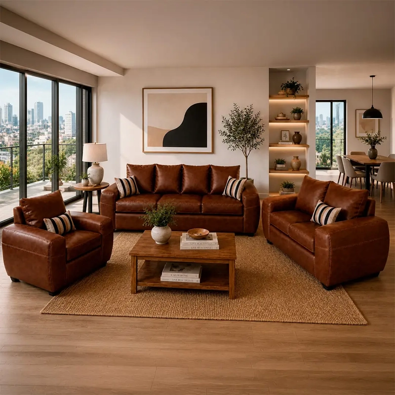 JUEGO DE LIVING ELEGANT DETAIL HOUSTON PU 3-2-1 - 1