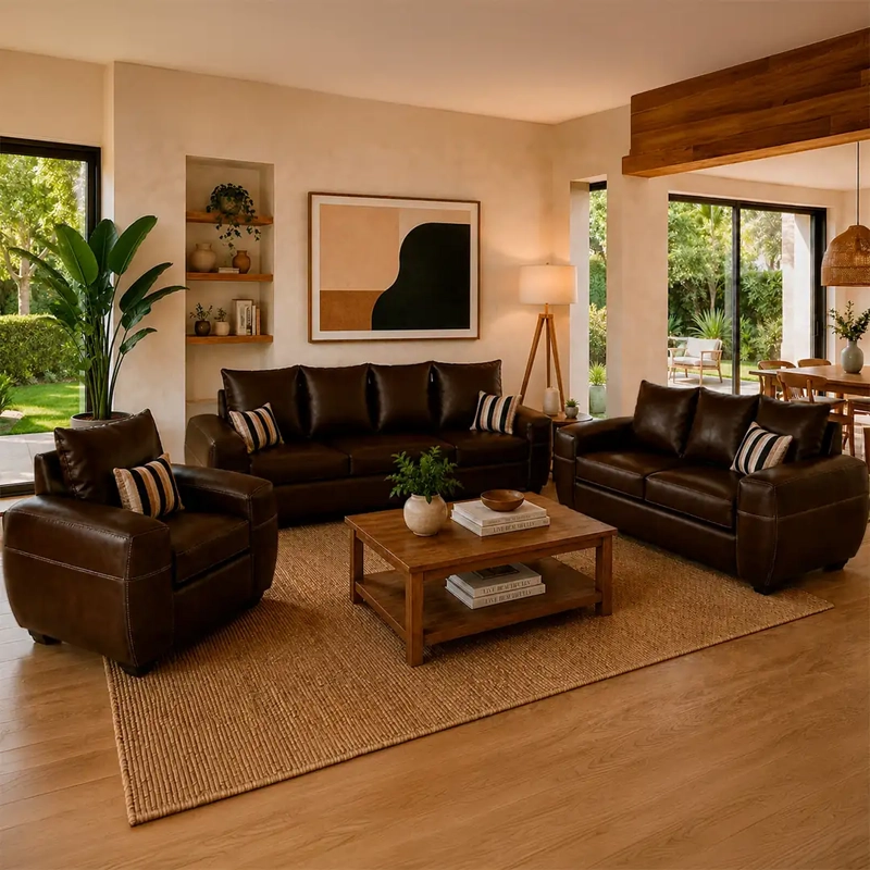 JUEGO DE LIVING ELEGANT DETAIL HOUSTON PU 3-2-1