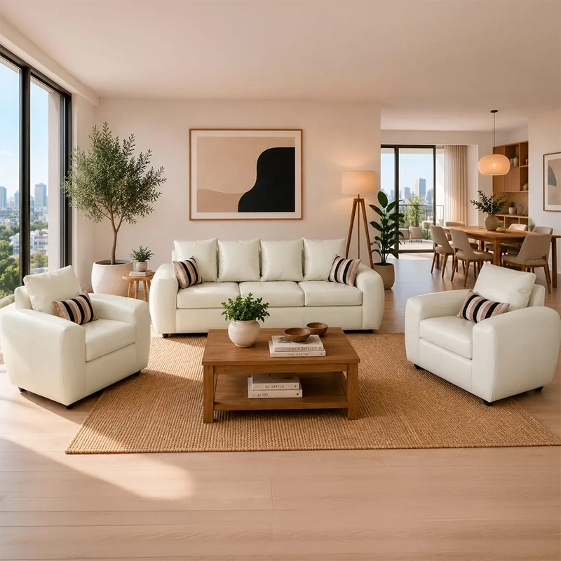 JUEGO DE LIVING ELEGANT DETAIL HOUSTON PU 3-1-1