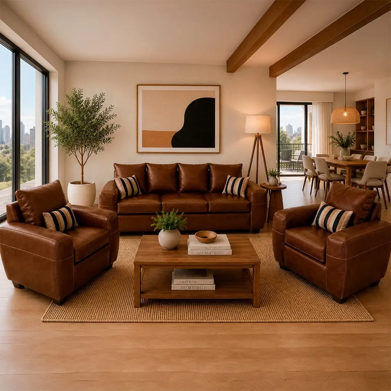 JUEGO DE LIVING ELEGANT DETAIL HOUSTON PU 3-1-1 - 1