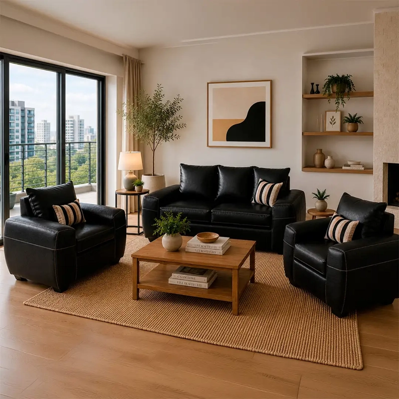 JUEGO DE LIVING ELEGANT DETAIL HOUSTON PU 2-1-1
