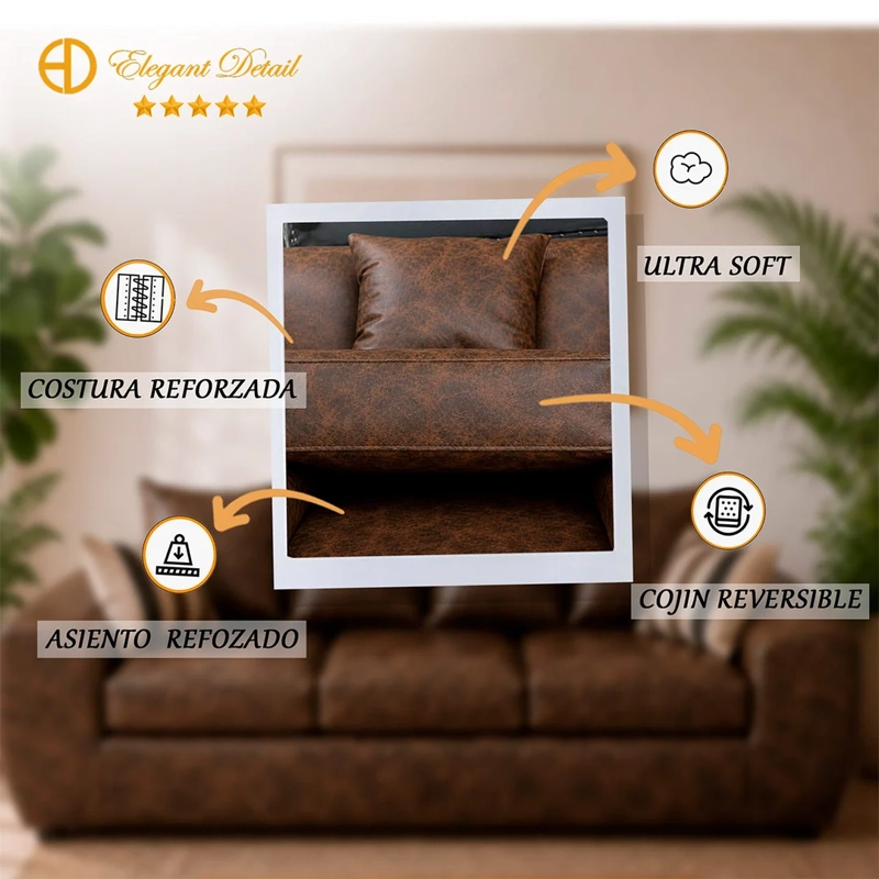 JUEGO DE LIVING ELEGANT DETAIL HOUSTON PU 2-1-1 - 7