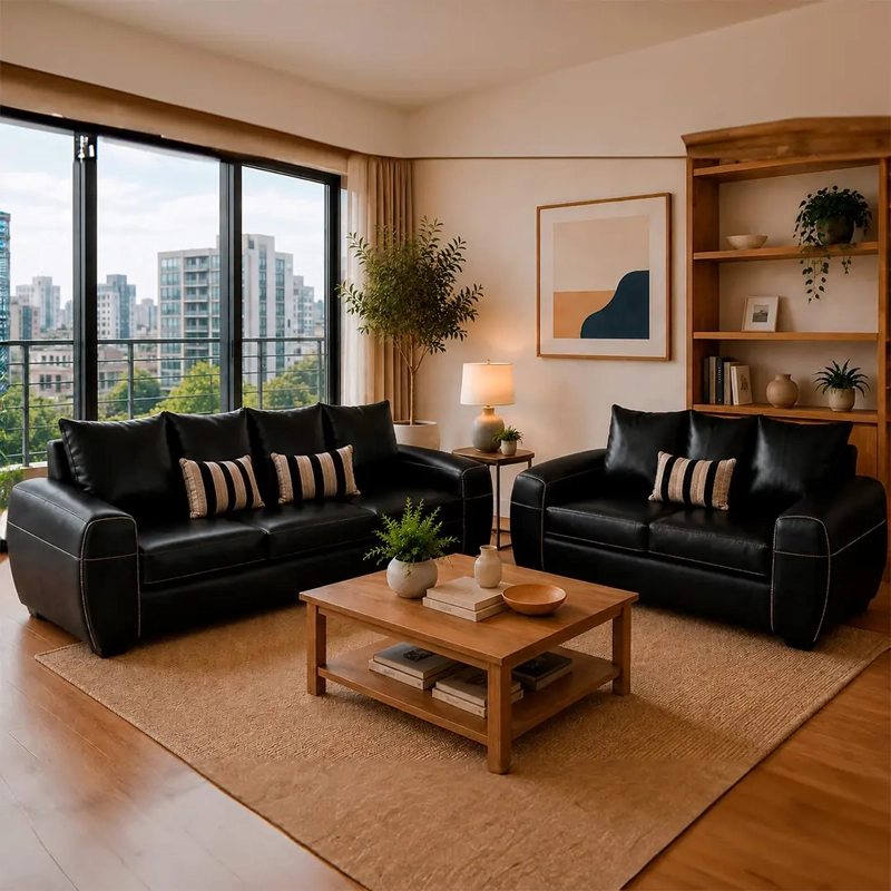 JUEGO DE LIVING ELEGANT DETAIL HOUSTON PU 3-2