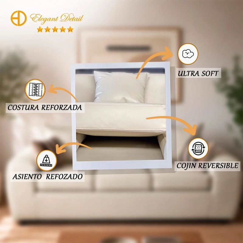 JUEGO DE LIVING ELEGANT DETAIL HOUSTON PU 3-2 - 7
