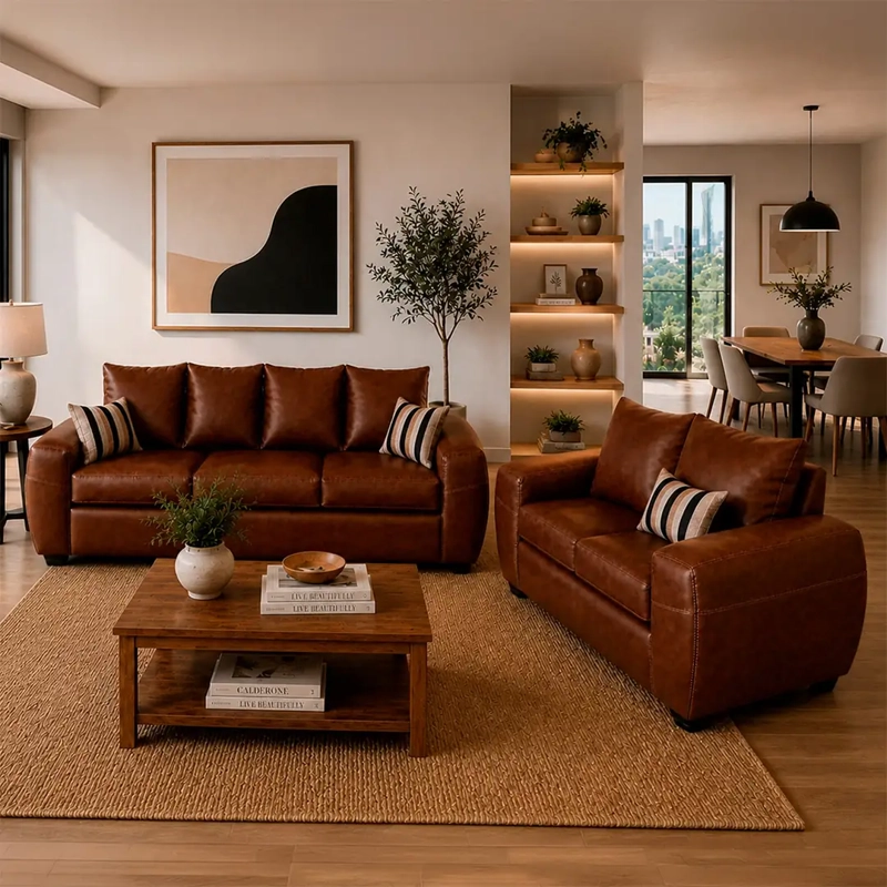 JUEGO DE LIVING ELEGANT DETAIL HOUSTON PU 3-2