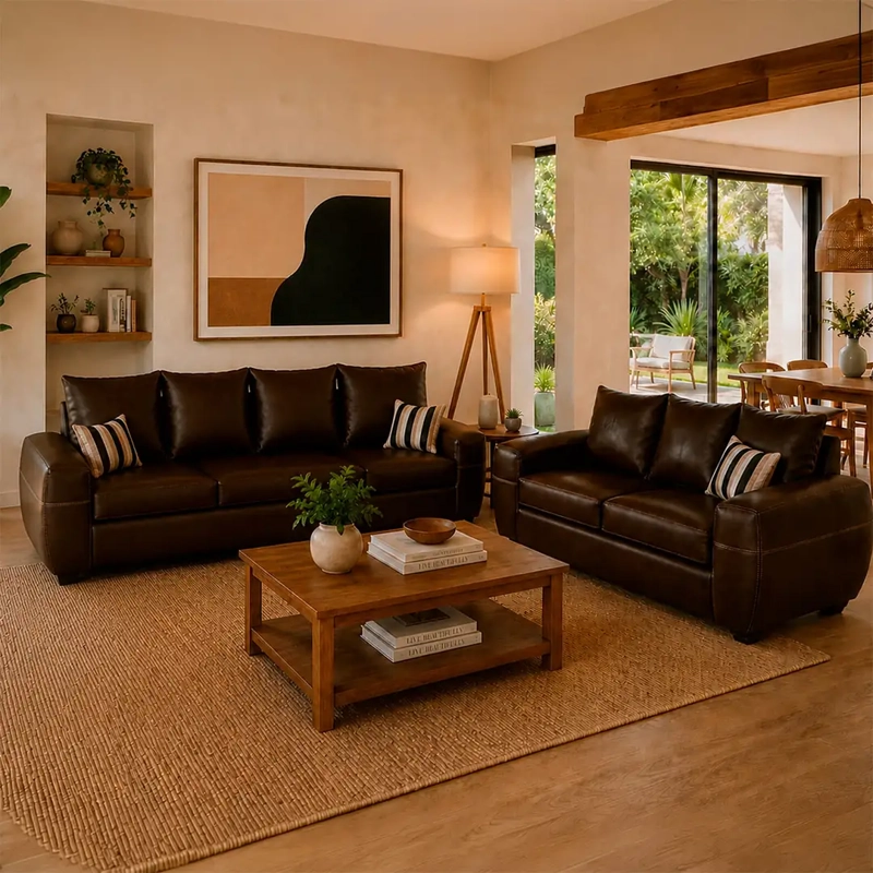 JUEGO DE LIVING ELEGANT DETAIL HOUSTON PU 3-2