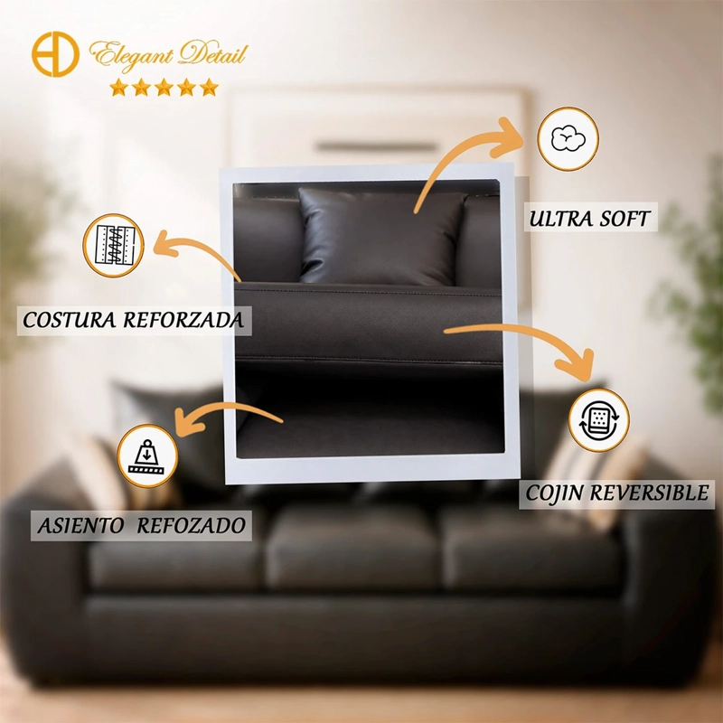 JUEGO DE LIVING ELEGANT DETAIL HOUSTON PU 3-2 - 7