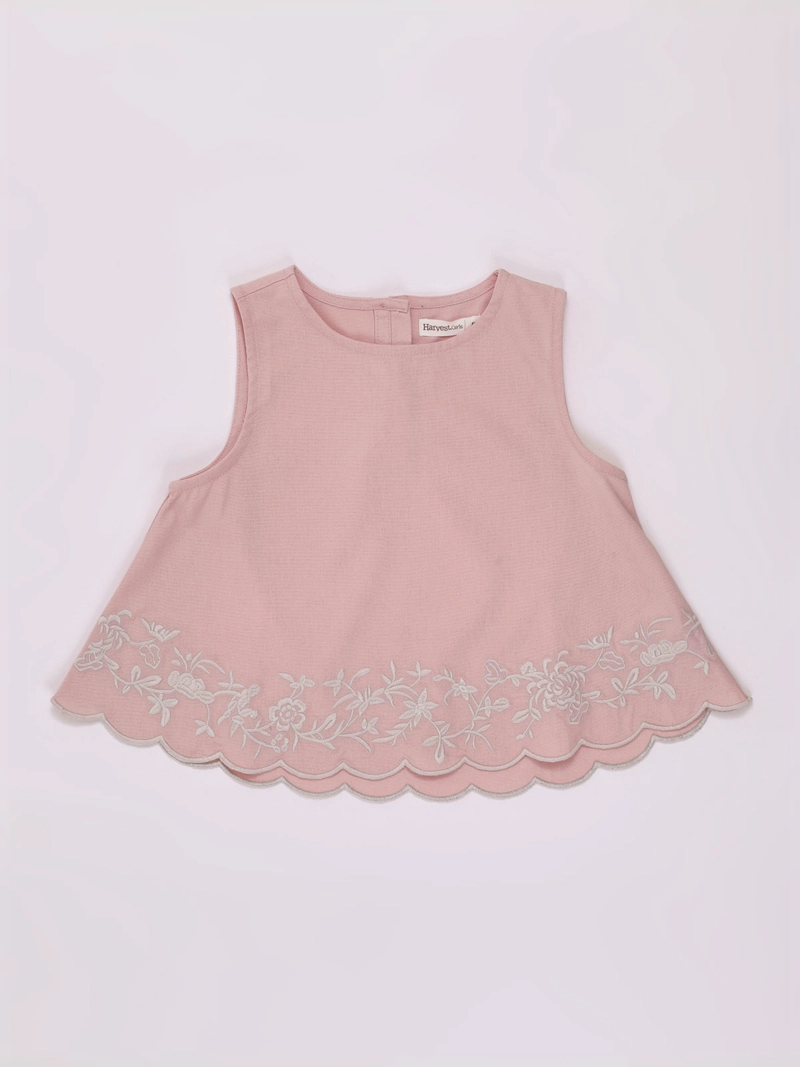BLUSA NIÑA HARVEST SIN MANGAS LINO BORDADA