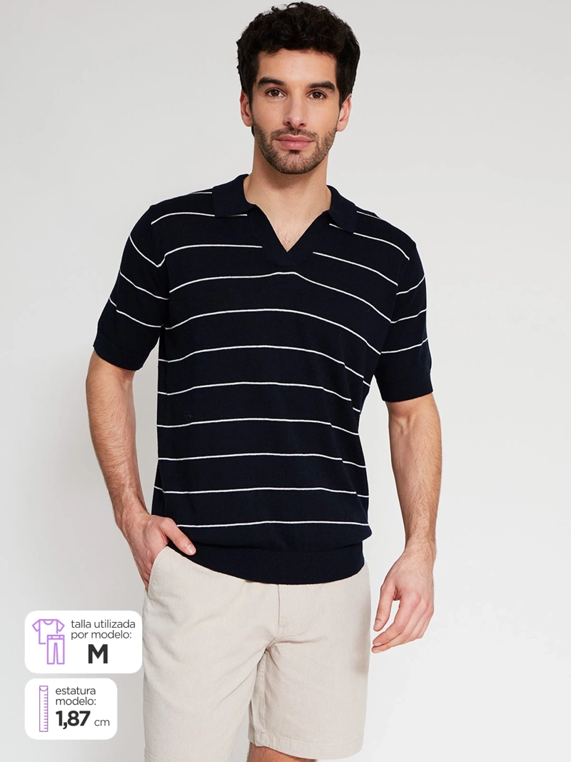 POLERA HOMBRE CACHAREL ALGODÓN CUELLO POLO MANGA CORTA - 1