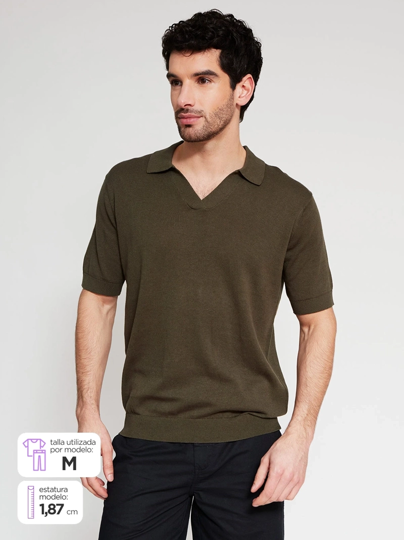 POLERA HOMBRE CACHAREL ALGODÓN CUELLO POLO MANGA CORTA - 1