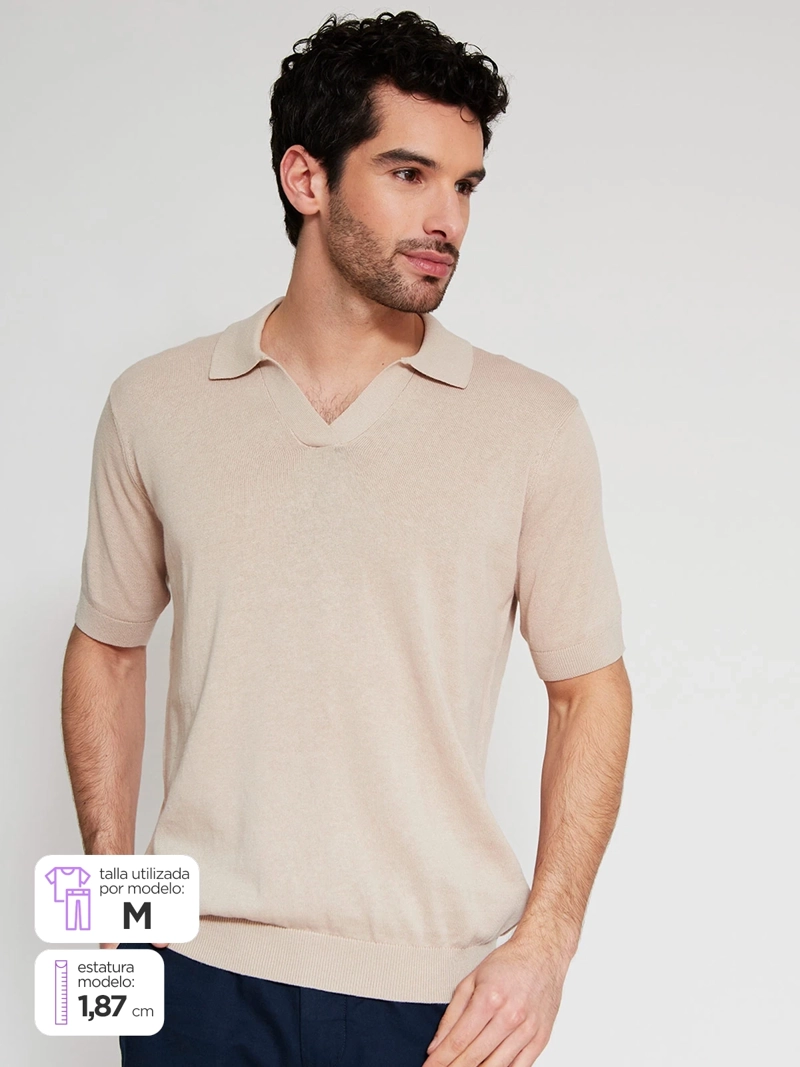 POLERA HOMBRE CACHAREL ALGODÓN CUELLO POLO MANGA CORTA
