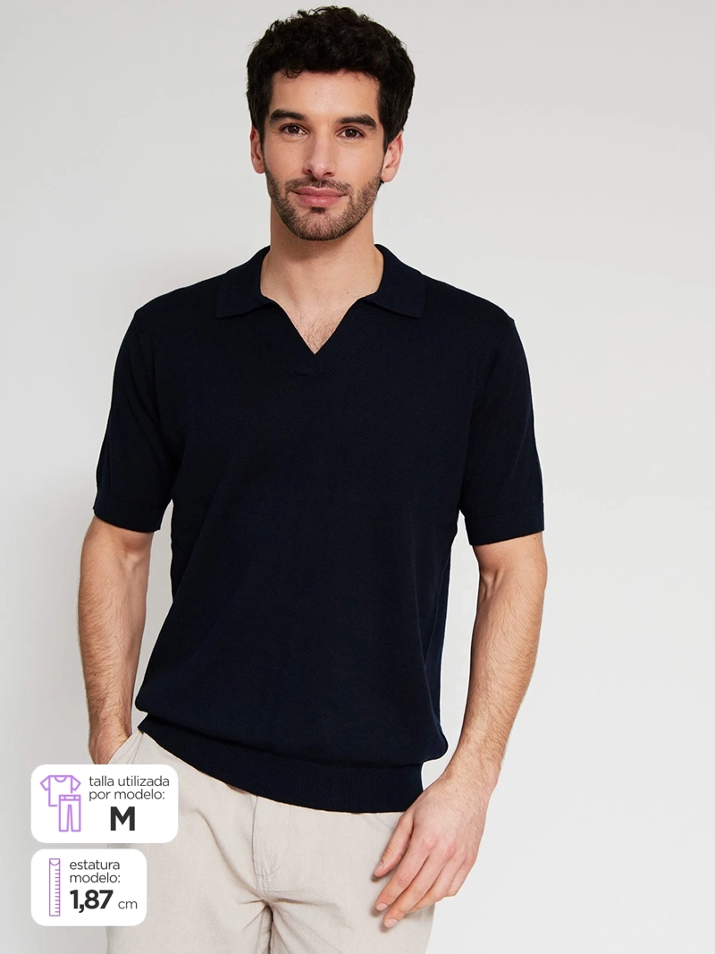 POLERA HOMBRE CACHAREL ALGODÓN CUELLO POLO MANGA CORTA - 1