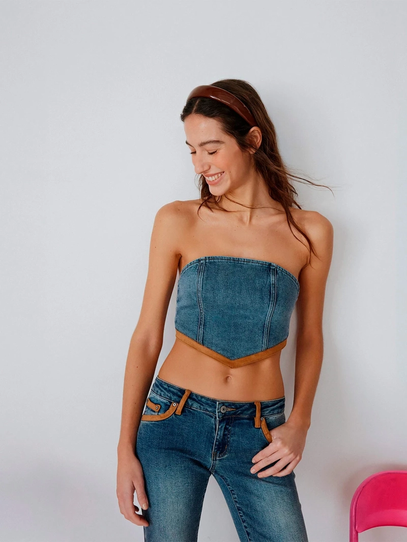 BLUSA MUJER INDEX SIN MANGAS DENIM - ELEGIDO TINI - 1