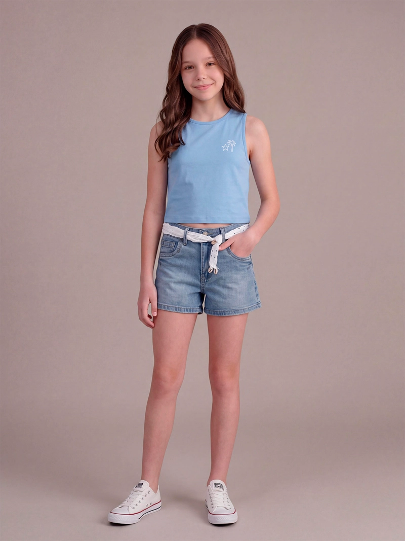 SHORT NIÑA INDEX TEEN BANDADA ALGODÓN