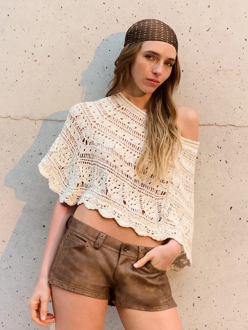 SHORT MUJER INDEX EFECTO CUERO TACHAS - 1