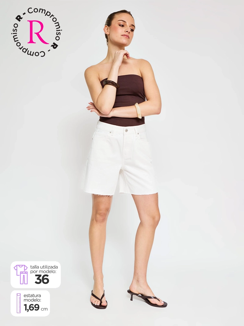 SHORT MUJER INDEX ALGODÓN LARGO DESFLECADO