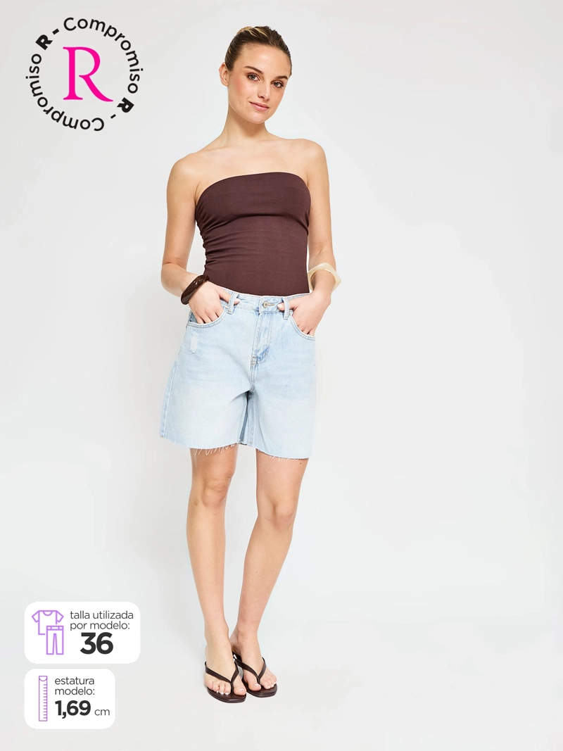 SHORT MUJER INDEX ALGODÓN LARGO DESFLECADO