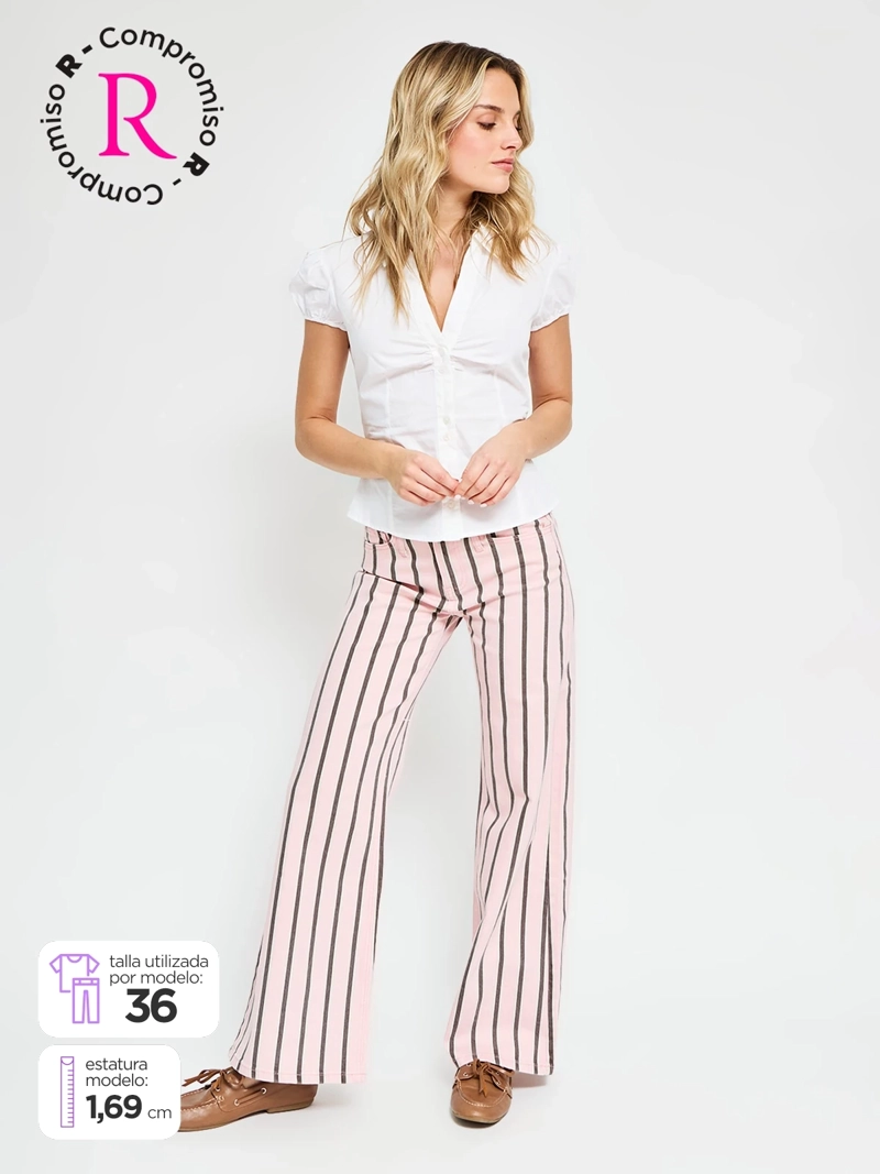 PANTALÓN MUJER INDEX ALGODÓN RAYAS