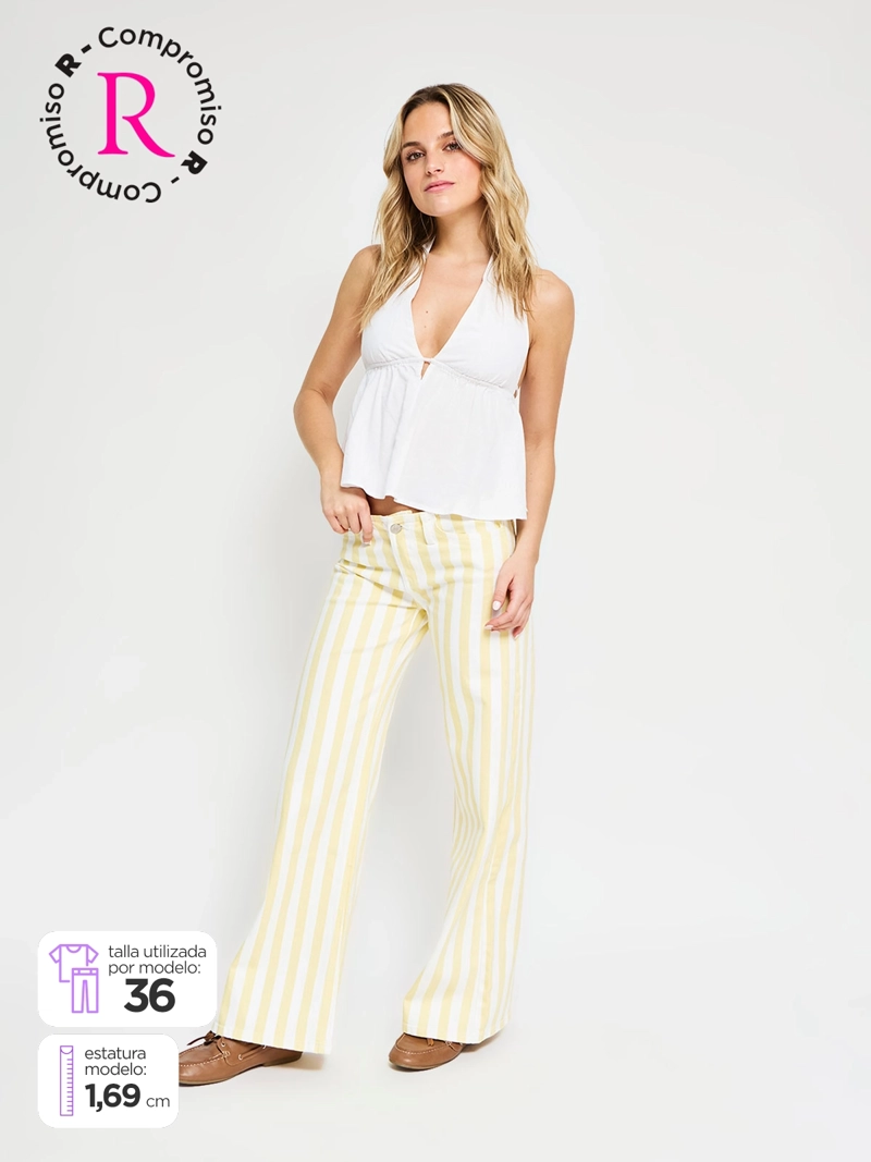 PANTALÓN MUJER INDEX ALGODÓN RAYAS