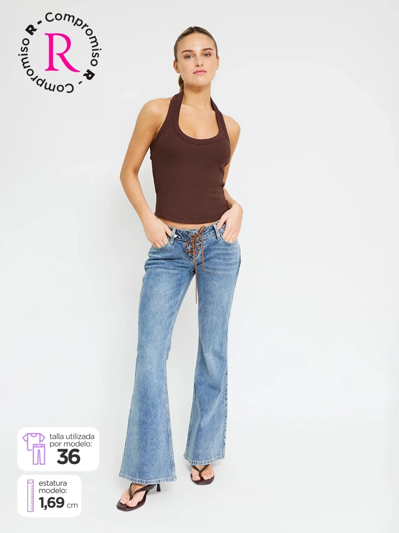 JEANS MUJER INDEX ALGODÓN AMARRAS