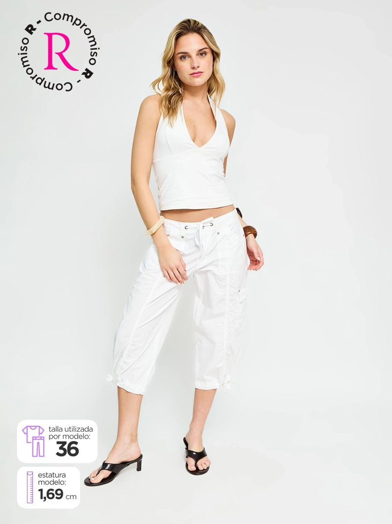 PANTALÓN MUJER INDEX ALGODÓN CAPRI CARGO