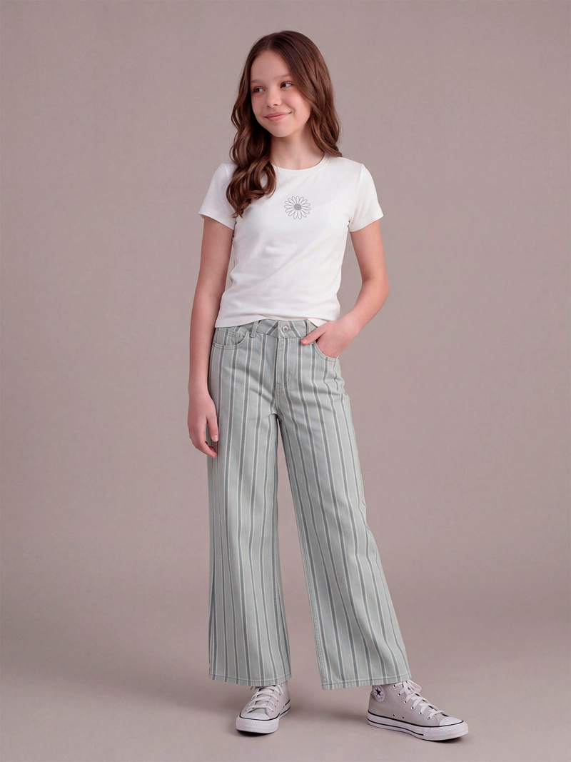 PANTALÓN NIÑA INDEX TEEN FIT WIDE RAYADO