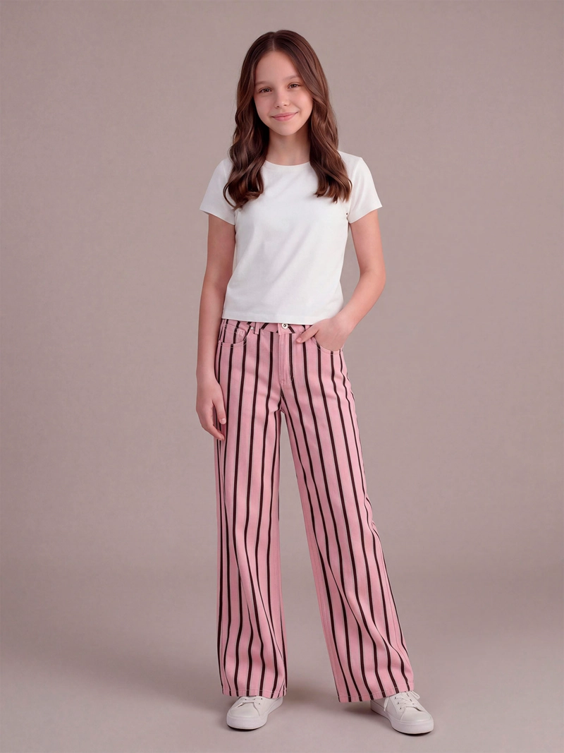 PANTALÓN NIÑA INDEX TEEN FIT WIDE RAYADO
