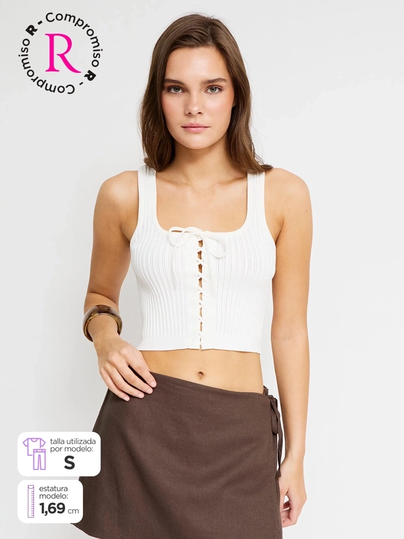 POLERA MUJER INDEX SIN MANGAS TEJIDO