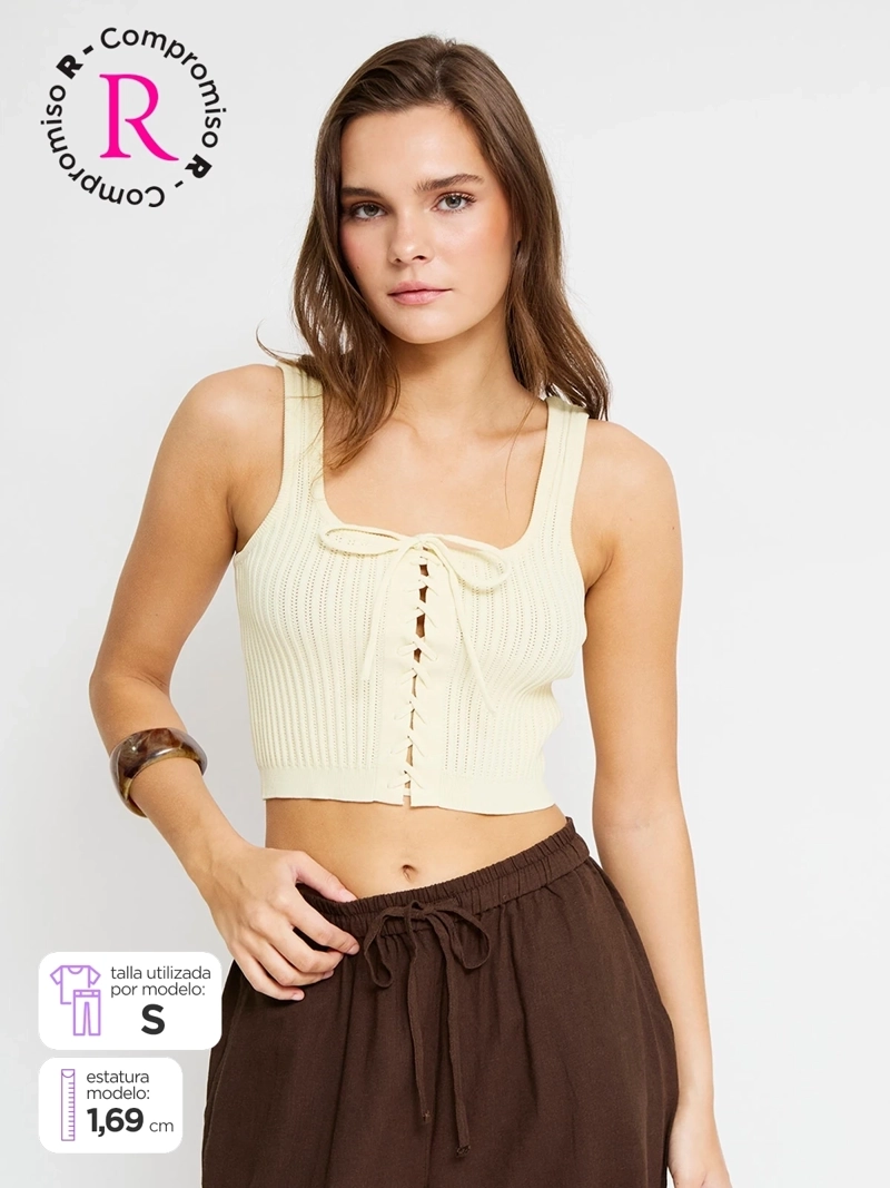 POLERA MUJER INDEX SIN MANGAS TEJIDO