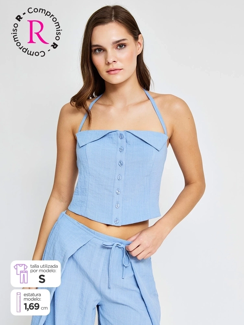 BLUSA MUJER INDEX SIN MANGAS BOTONES DÚO - 1