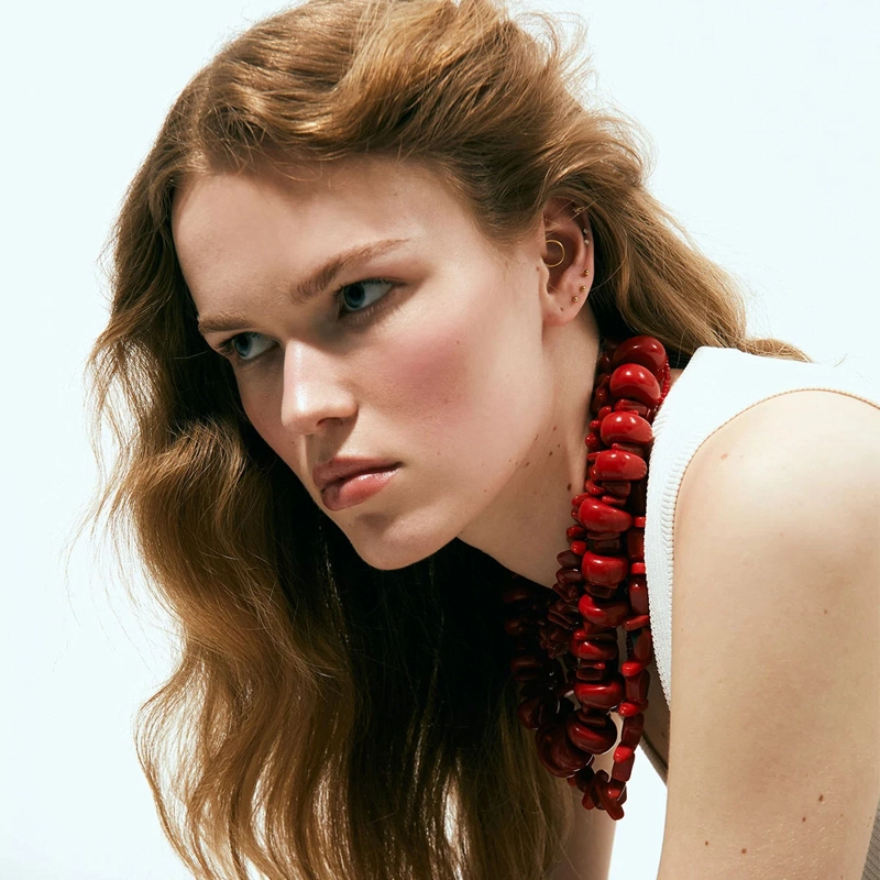COLLAR CHOKER SFERA ROJO RESINA - 3