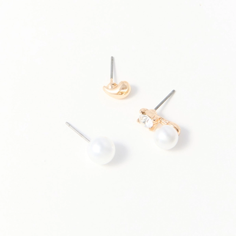 SET DE AROS SFERA DORADO PERLAS - 1
