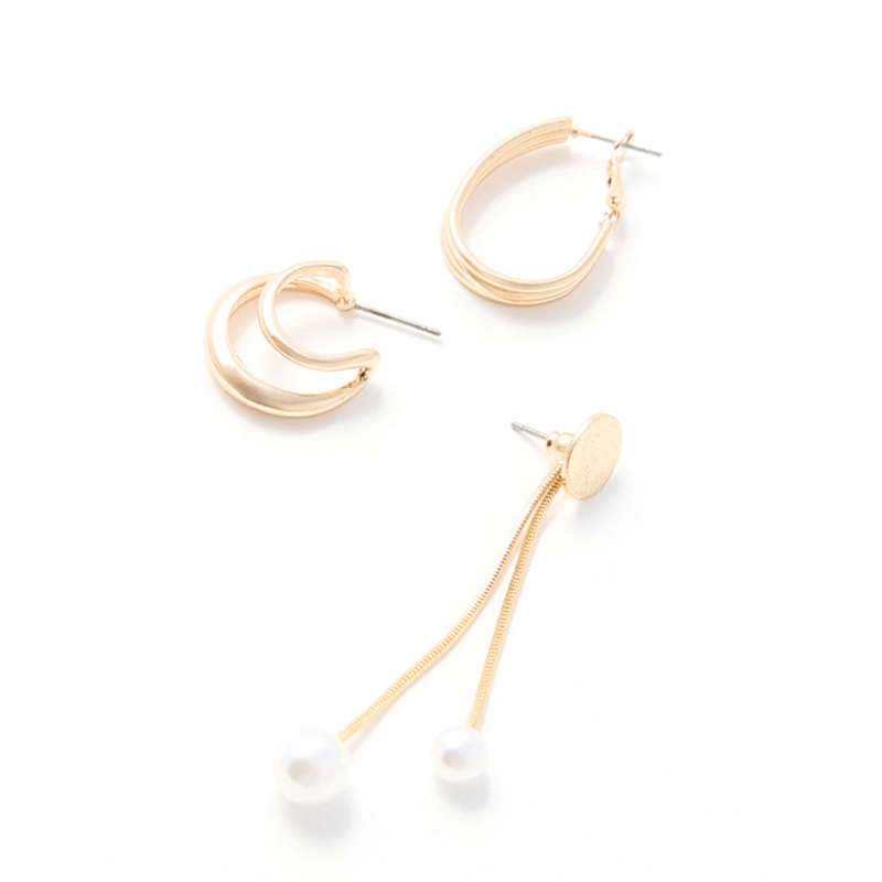 SET DE AROS SFERA DORADO PERLAS - 2