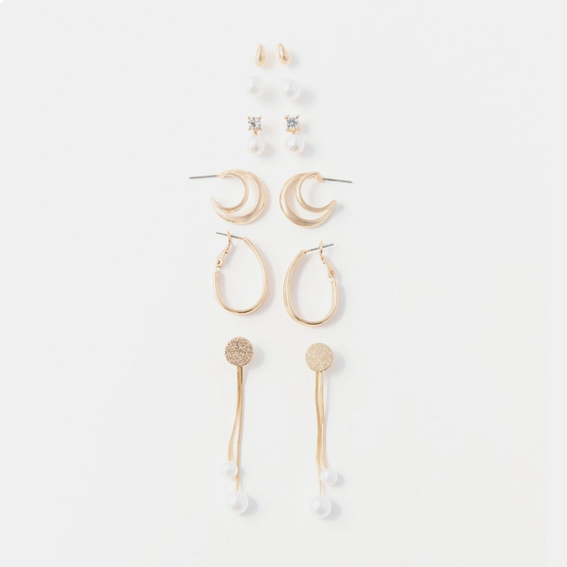 SET DE AROS SFERA DORADO PERLAS - 3