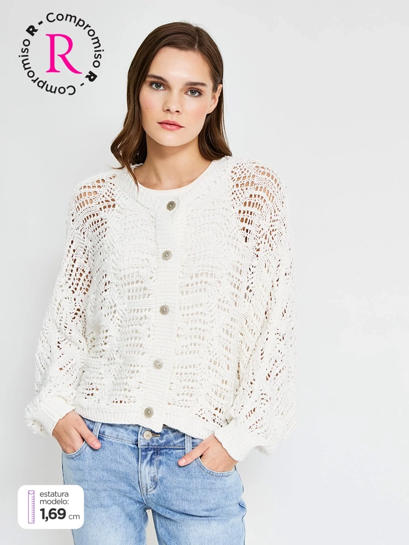 SWEATER MUJER INDEX ALGODÓN MANGA LARGA CALADO