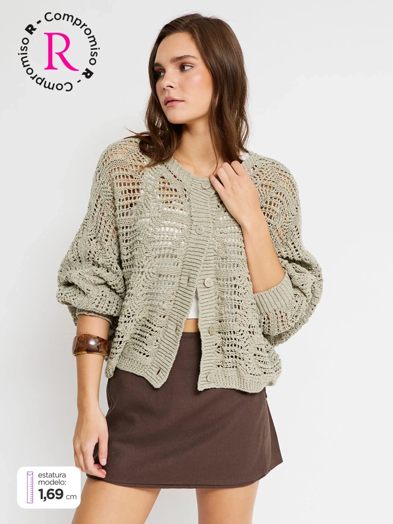 SWEATER MUJER INDEX ALGODÓN MANGA LARGA CALADO
