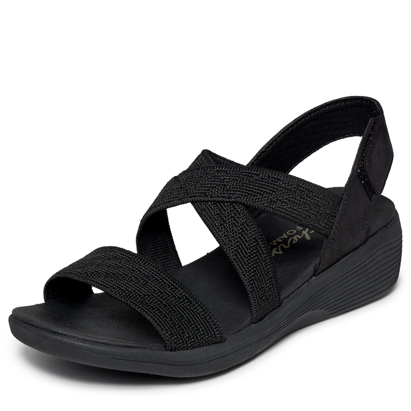SANDALIAS MUJER SKECHERS NEGRO ARYA - 4