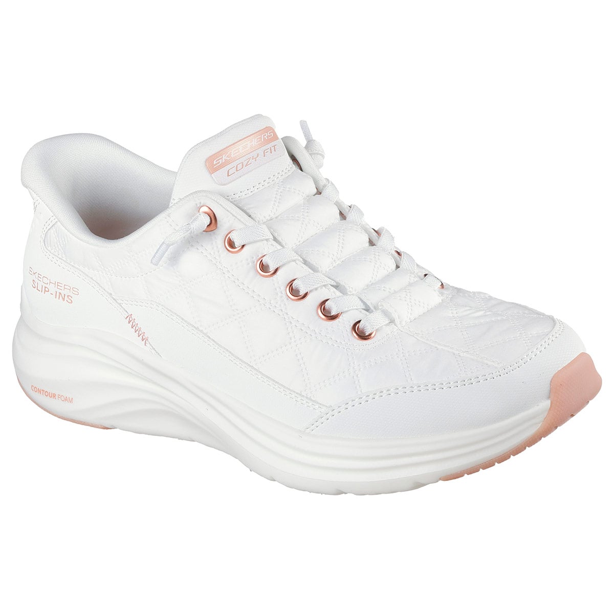 ZAPATILLAS MUJER SKECHERS CASUALES BLANCO SLIP-INS CONTOUR FOAM COZY FIT - 3
