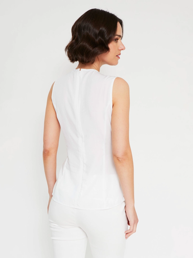 BLUSA MUJER SFERA ALGODÓN SIN MANGAS NUDO - 2