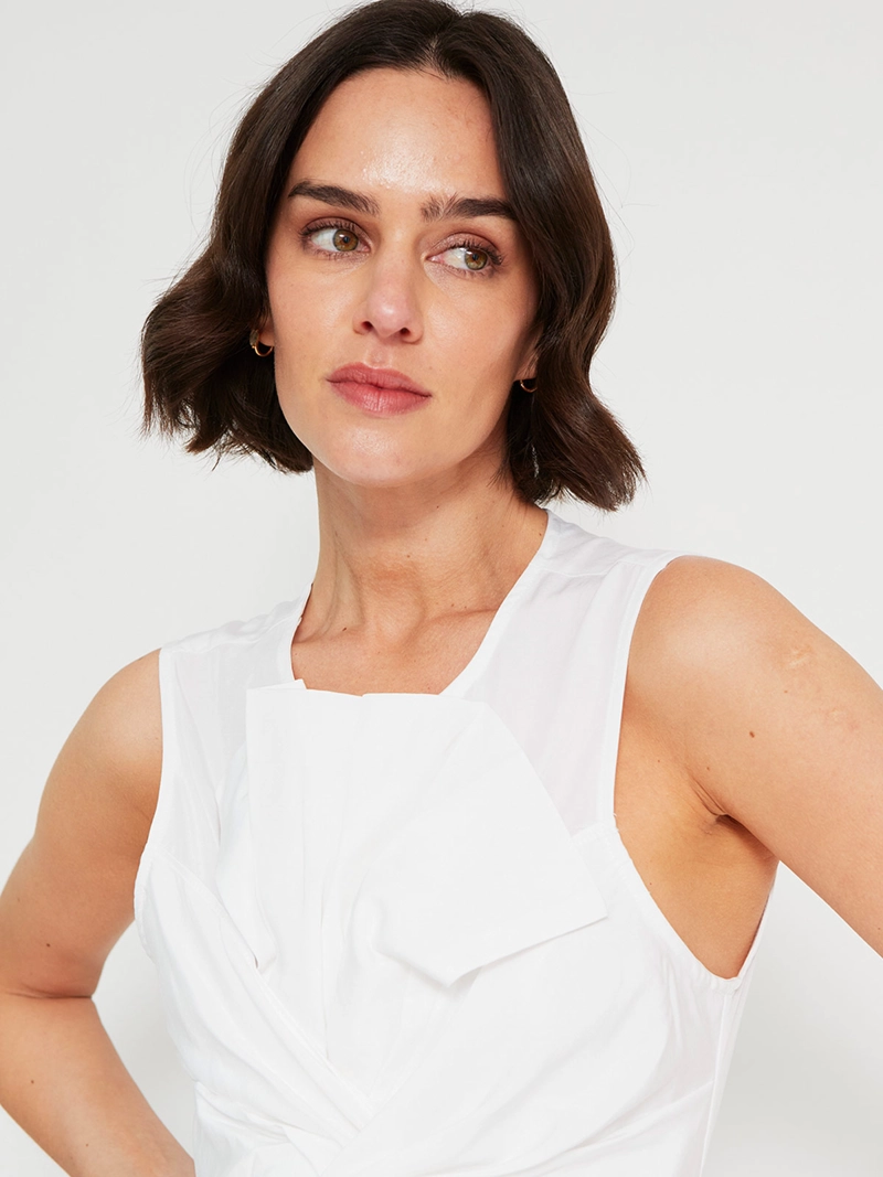 BLUSA MUJER SFERA ALGODÓN SIN MANGAS NUDO - 3