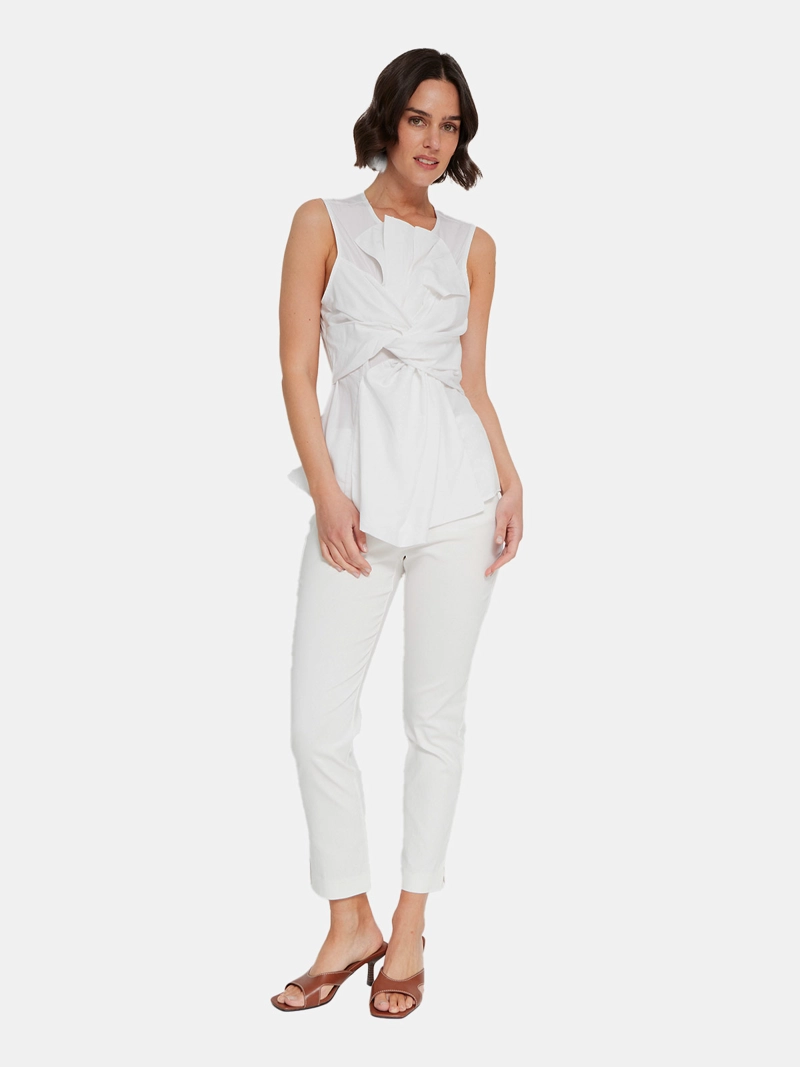 BLUSA MUJER SFERA ALGODÓN SIN MANGAS NUDO - 4